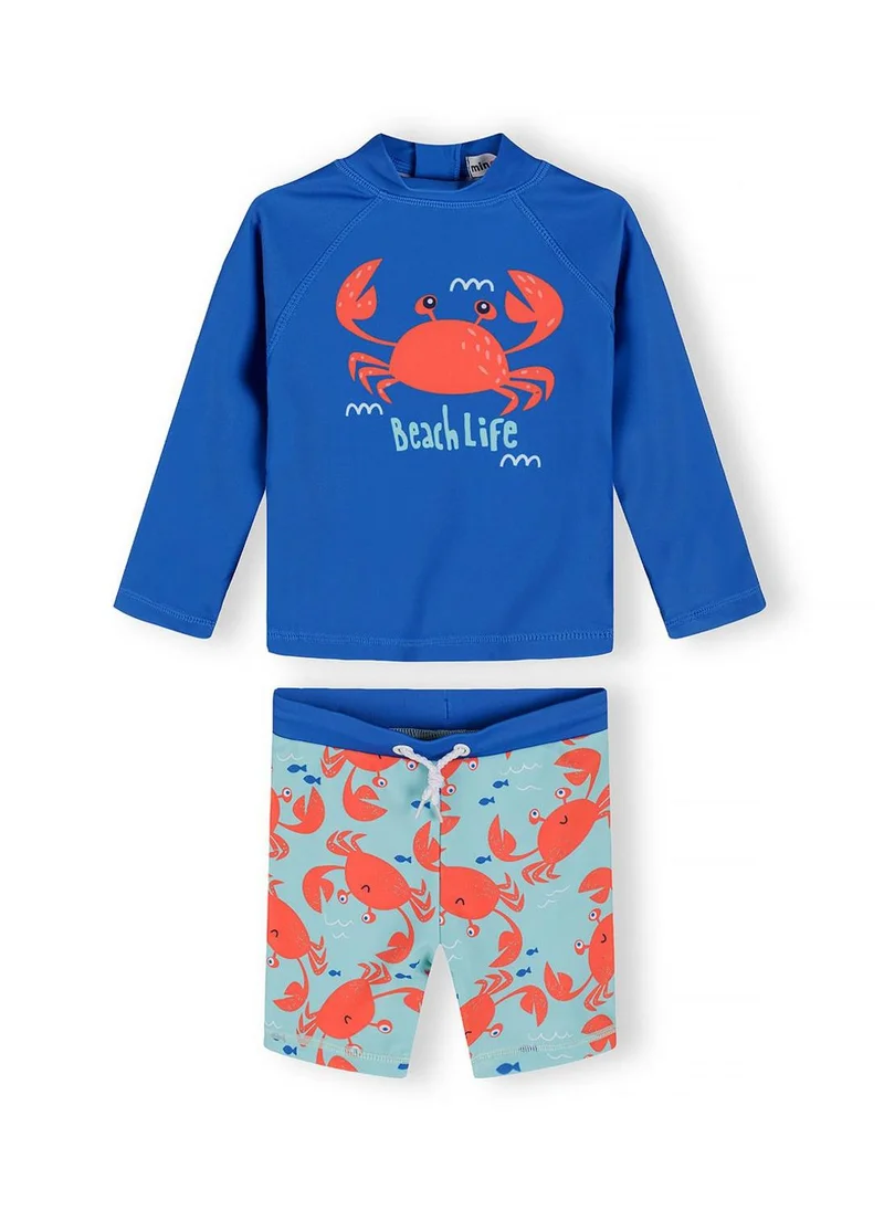 مينوتي Boys rash vest set blue crab print adjustable waistband